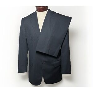 Versace‎ Collection 2 Piece Suit Navy Blue Pinstripe Peak Sz50 EU/ 40 US W34x30